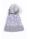 Wintermütze aus Baumwolle mit Bommel, dunkelgrau C31 - Online-Shop - Boutique